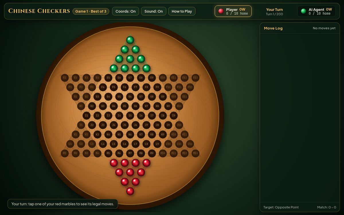 Chinese Checkers Showdown, as it looks